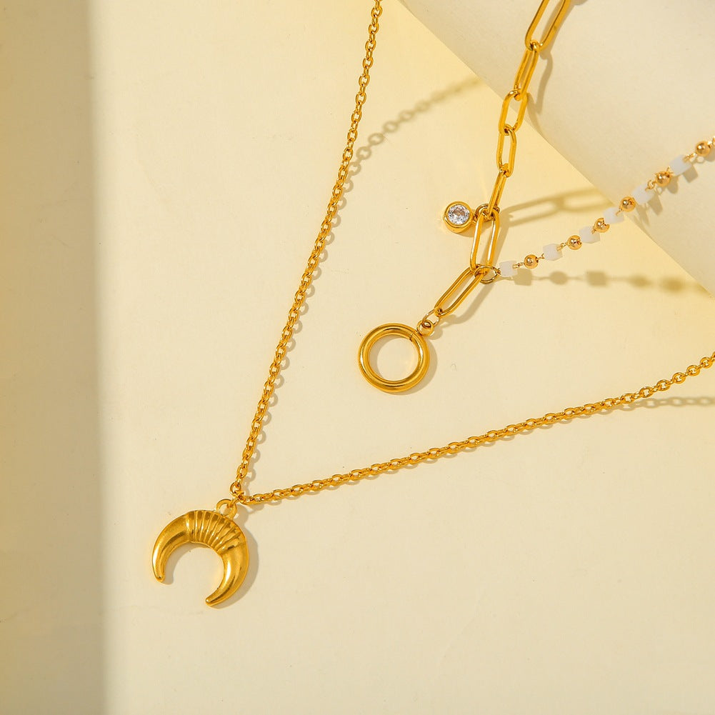 Double-Layer Titanium Steel Necklace Female Clavicle Chain