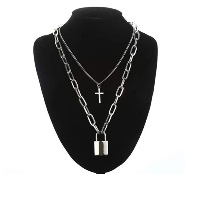 Sweater men and women chain multi-layer lock necklace