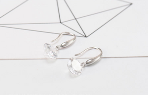 Sterling silver diamond zircon earrings