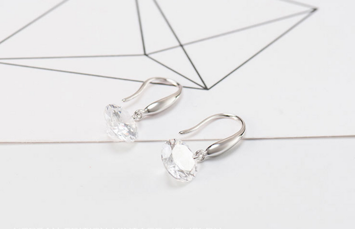 Sterling silver diamond zircon earrings