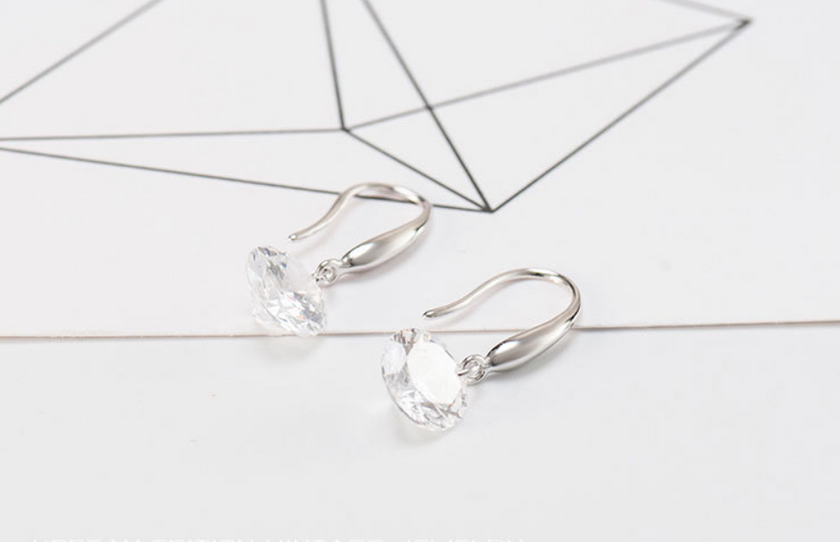 Sterling silver diamond zircon earrings