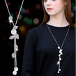 Korean fashion accessories, sweater chain, Crystal Snowflake Necklace, long necklace necklace, tassel sweater chain