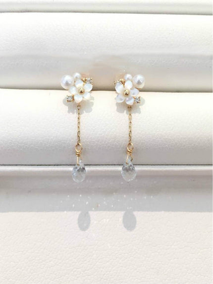 Sterling silver 925 plating K gold white shell pearl diamond crystal pendant necklace clavicle chain