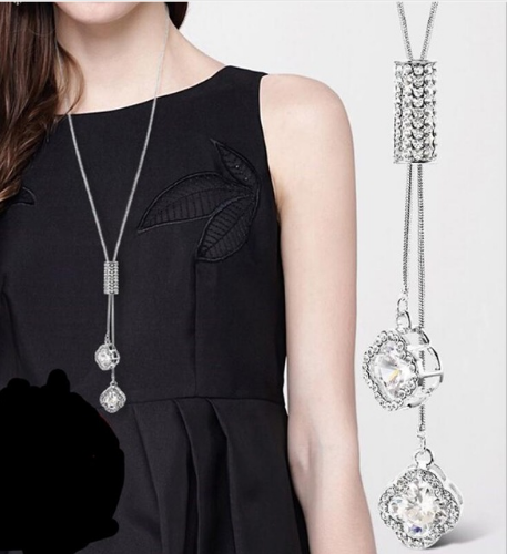 Korean fashion accessories, sweater chain, Crystal Snowflake Necklace, long necklace necklace, tassel sweater chain