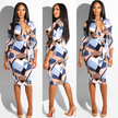 Multicolor Zipper Neck Party Bodycon Dress