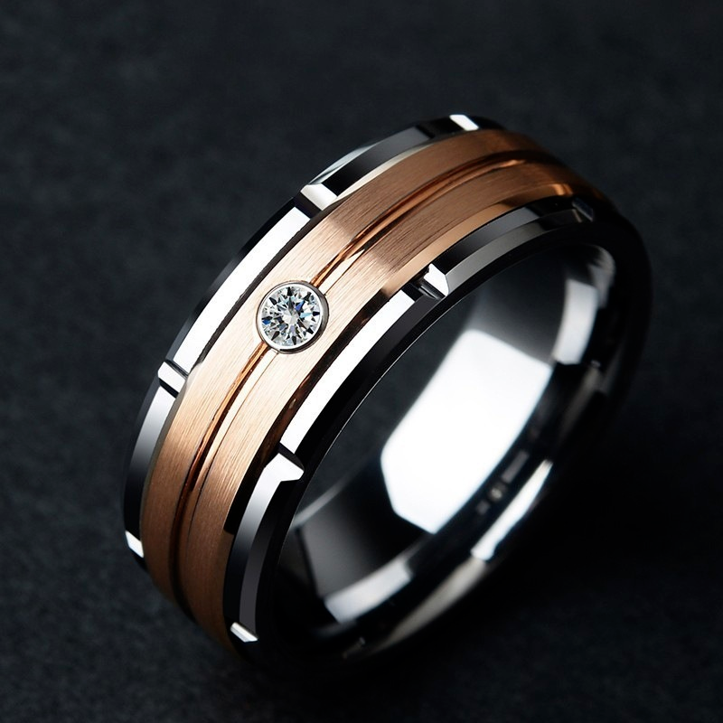 Ring Rose Gold-plated Color Separation Ring Champagne Gemstone Diamond Ring Bracelet Amazon Hot Models