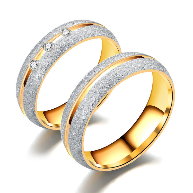 European And American Titanium Steel Frosted Couples Ring