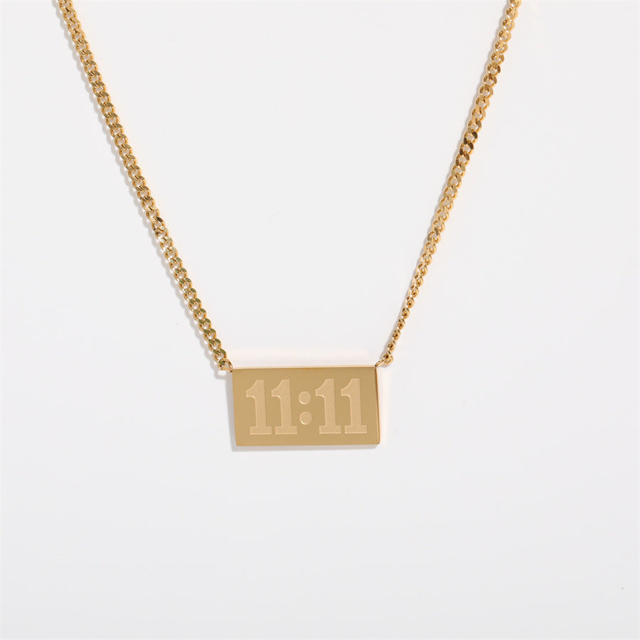 Simple Titanium Steel Square Digital Clavicle Chain