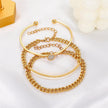 Retro Simple Zircon Adjustable Circle Bracelet Set