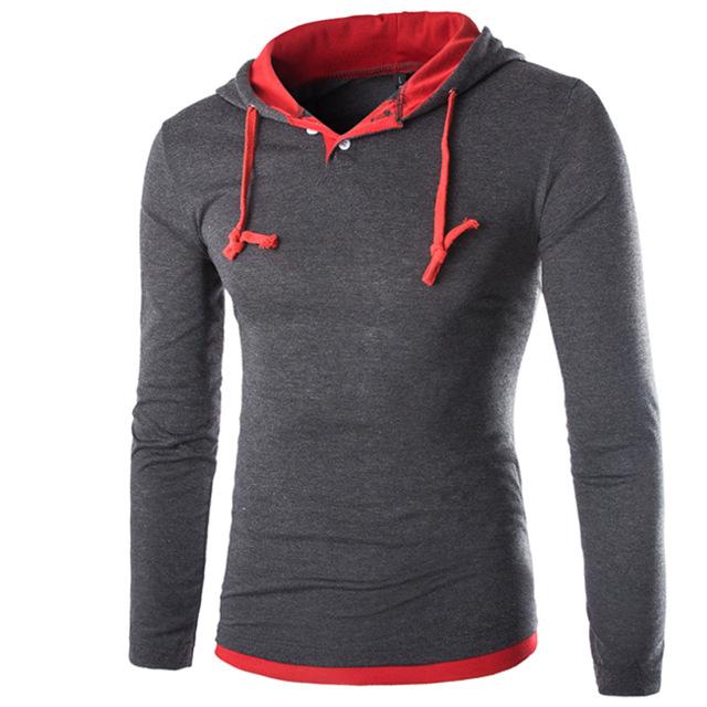 Men Hooded Stitching Tops