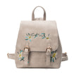 Embroidered Folk Style Fashion Leather Backpack Wholesale Flower Color Embroidery