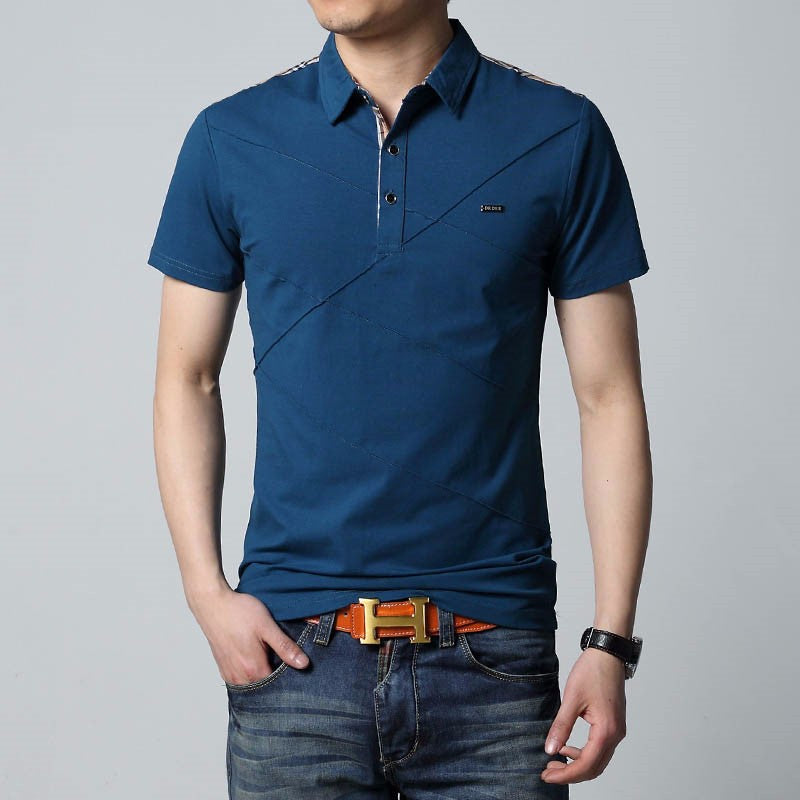 Mens T Shirts Fashion   5XL Summer T Shirt Geometric Design Turn-down Collar Short Sleeve Cotton T-shirt Men Tee 5XL