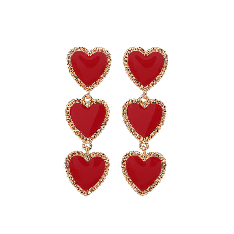 Alloy oil drop love earrings