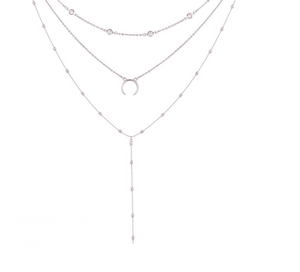 Fashion Multilayer Crescent Moon Choker Necklace With Bead Chain Initial Necklace Pendant On Neck Beads For Jewelry Making