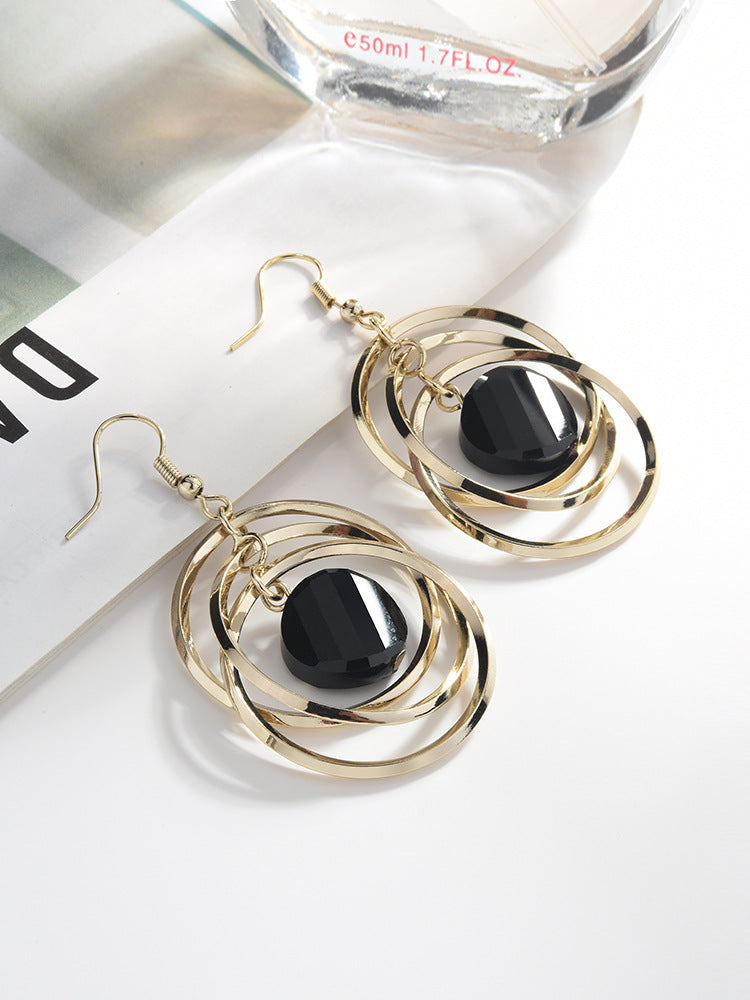 Circle Earrings Female Temperament Korean Exaggerated Long Earrings