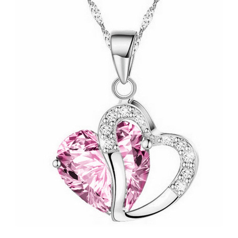 Heart Crystal Amethyst Pendant Necklace