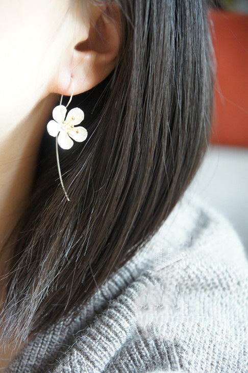 Flower Tassel Long Earrings S925 Sterling Silver Earrings