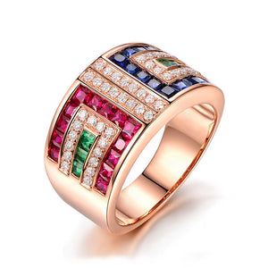 Ladies Colorful Zircon Ring Luxury Cocktail Party