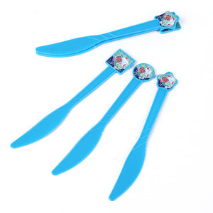 Disposable knife, fork, spoon, paper cup, paper plate