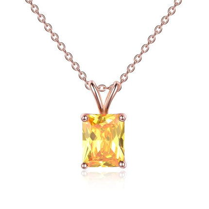 Women s925 Sterling Silver Rose Gold Plated Choker Necklace with Square Cut Birthstone Gifts for Women Girls Birthday Mom