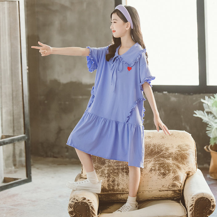 Big Kids Summer Girl Cotton Skirt Princess Dress