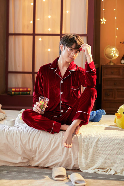 Alpscommerce unisex Gold Velvet Long Sleeve Pajamas gift