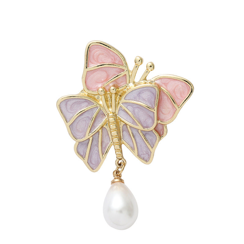 Simple Butterfly Pearl Earrings Alloy Butterfly Pearl