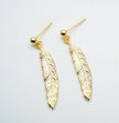 Japanese light luxury jewelry s925 sterling silver plated 18K gold vintage feather earrings Simple Japanese and Korean earrings jewelry