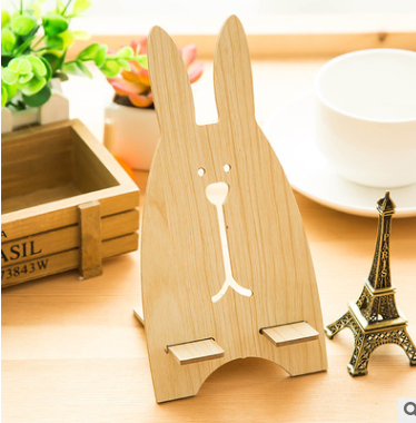 Compatible with Apple, Cartoon Wooden Universal Portable Light Weight Rabbit Mobile Phone Tablet Desktop Holder Stand Lazy bracket For iPhone 7 Xiaomi