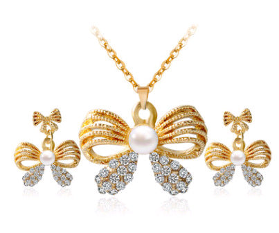 Wholesale real gold flowers, crystal water drops, peacock two piece suite, pendant necklace, jewelry set, women's Bridal Jewelry