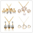 Wholesale real gold flowers, crystal water drops, peacock two piece suite, pendant necklace, jewelry set, women's Bridal Jewelry