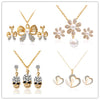 Wholesale real gold flowers, crystal water drops, peacock two piece suite, pendant necklace, jewelry set, women's Bridal Jewelry