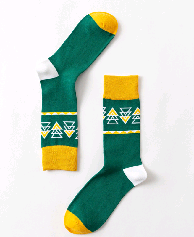 Contrast men's personality cotton socks geometric stockings