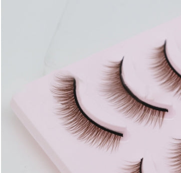 Factory wholesale Brown cross short nude makeup natural false eyelashes hard stem cotton thread stem can be OEM5 pair 024 Brown