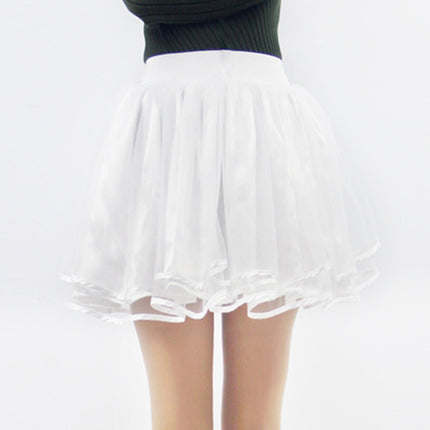 Fashion Women's High Waist Stitching Black Mesh Skirt