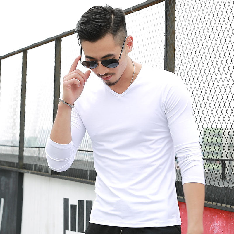 V Collar Mens Long Sleeve shirt
