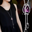 Korean fashion accessories, sweater chain, Crystal Snowflake Necklace, long necklace necklace, tassel sweater chain