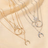 Fashion Multilayer Alloy Map Moon Necklace Three Layers