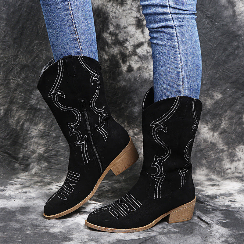 Large size low heel women boots WISH women's leather boots