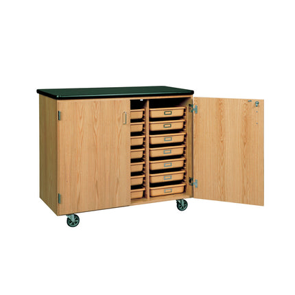 Diversified Woodcrafts 4751K Solid Oak Wood Mobile Tote Tray Storage