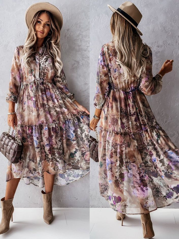 New Style Printed Long-Sleeved Dress