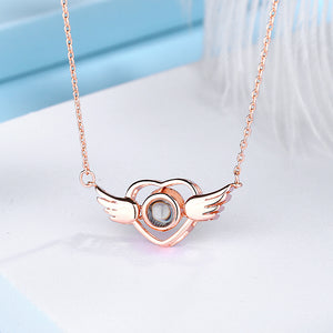 Angel Wings 100 Language I Love You Projection Necklace
