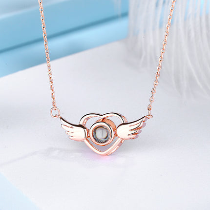 Angel Wings 100 Language I Love You Projection Necklace