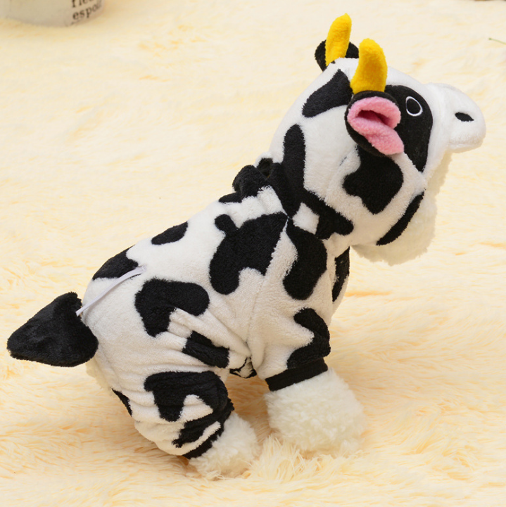 Pet Dog Cat Coat Warm Cow Costume Sweatshirt Hooded Clothing