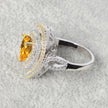 Hot Europe and America exaggerated ring Water drop diamond foreign trade classic Zircon yellow diamond wedding diamond ring
