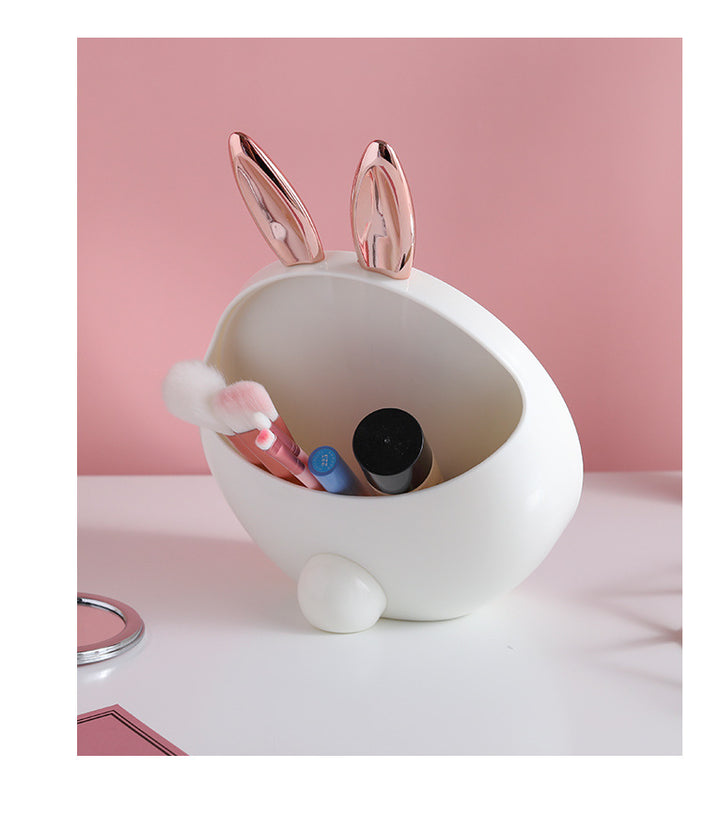 Rabbit heart desk desktop small round makeup mirror