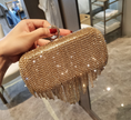 shiny diamond ladies fringed hand bag