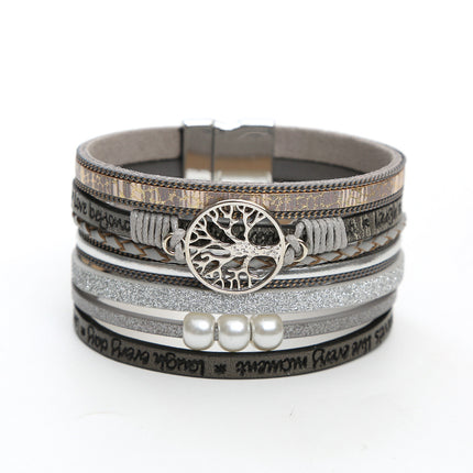 Pearl leather bracelet with magnet clasp