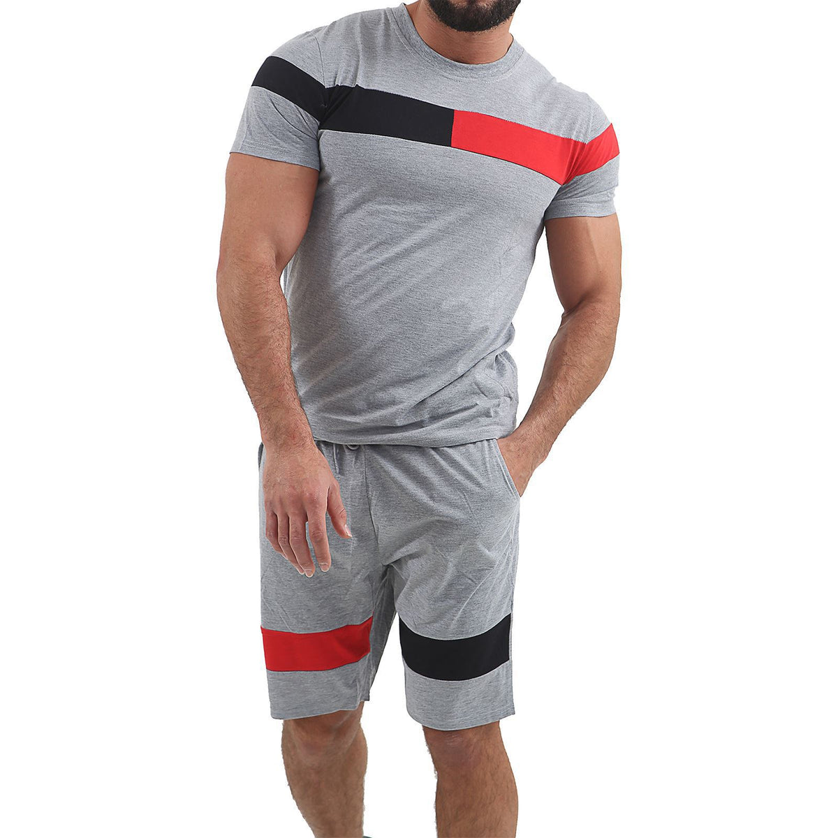 Short-sleeved fitness suit men gym shorts tops