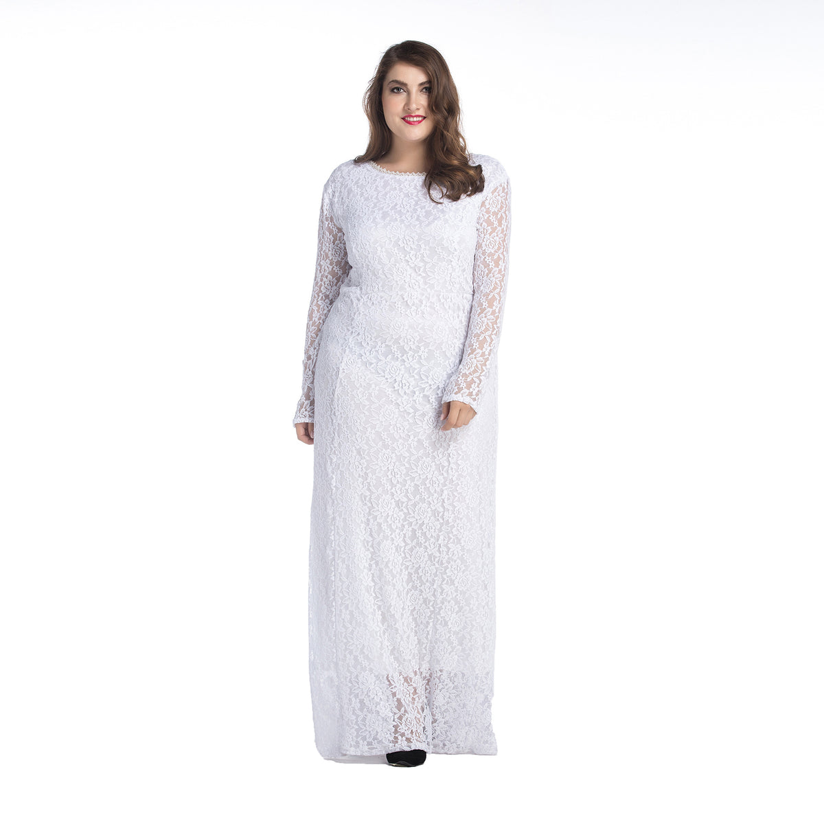 Long Sleeve Hollowed Out Lace Dress